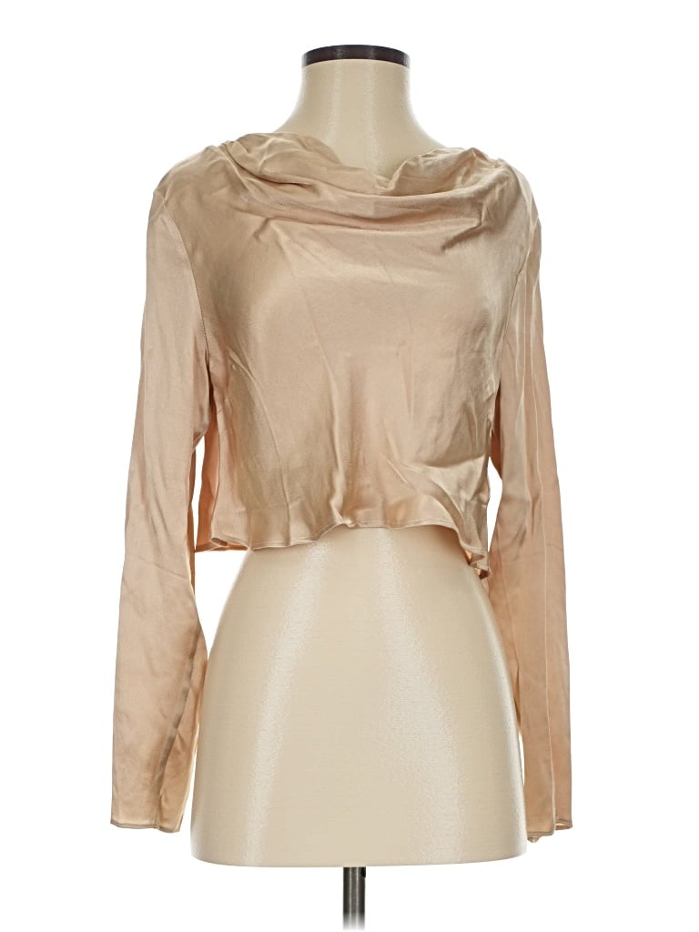 Pre-owned L'academie Los Angeles Long Sleeve Blouse In Tan