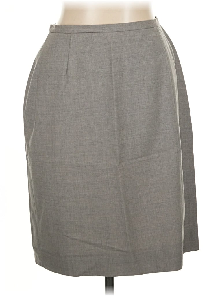 Pre-owned Lands' End Wool Skirt In Gray