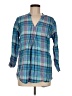 L.L.Bean 100% Linen Plaid Blue 3/4 Sleeve Button-Down Shirt Size M - photo 1