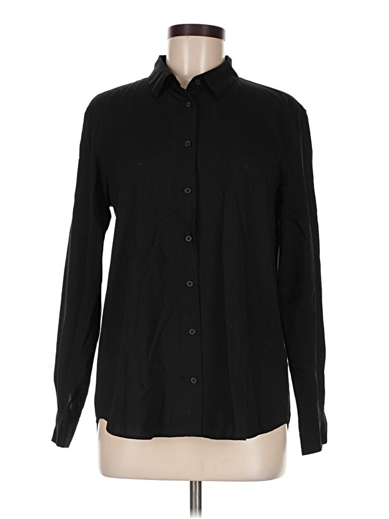 Pre-owned Uniqlo Long Sleeve Button Down Shirt In Black