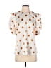 Worthington 100% Polyester Polka Dots White Ivory Short Sleeve Blouse Size S - photo 1