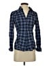 Express Plaid Blue Long Sleeve Button-Down Shirt Size XS - photo 1