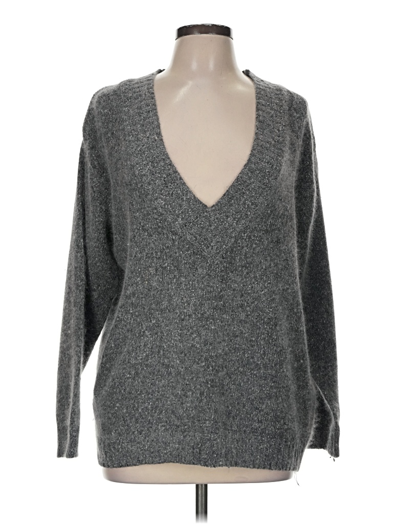 Pre-owned Assorted Brands Silk Pullover Sweater In Gray