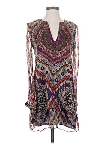 Lavender Brown Long Sleeve Silk Top (view 1)