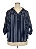 Torrid 100% Polyester Stripes Blue 3/4 Sleeve Blouse Size 2X Plus (2) - photo 1
