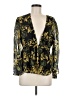 Bebe 100% Polyester Damask Black Gold Long Sleeve Blouse Size M - photo 1