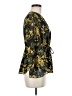Bebe 100% Polyester Damask Black Gold Long Sleeve Blouse Size M - photo 4