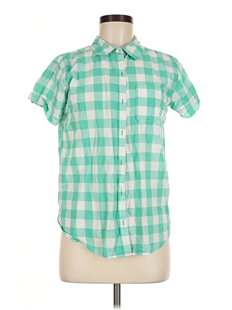 Pre-owned St. John's Bay Short Sleeve Button Down Shirt In Green