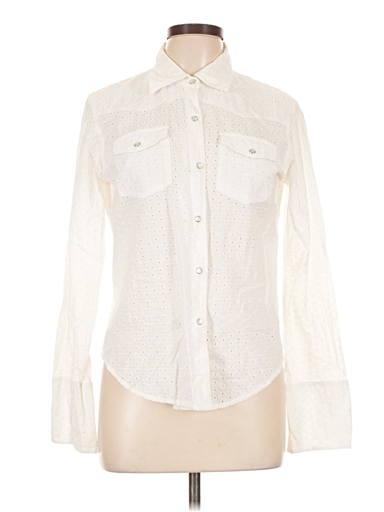 Pre-owned Volcom Long Sleeve Blouse In Ivory