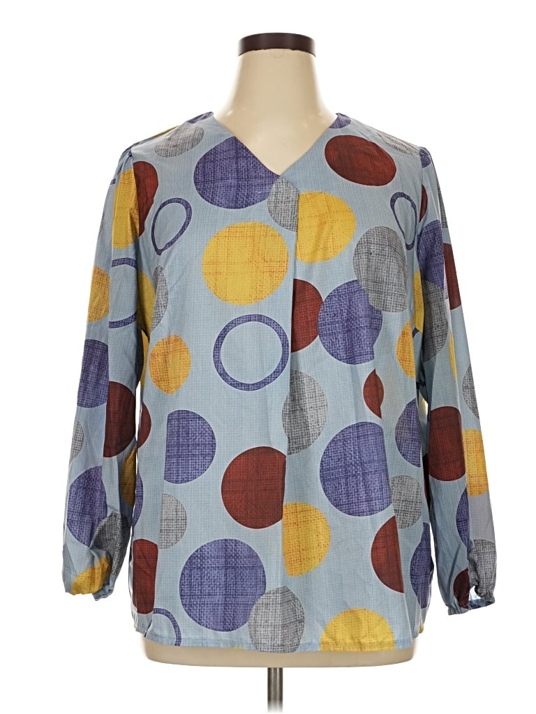 Pre-owned Shein Curve 3/4 Sleeve Blouse In Blue
