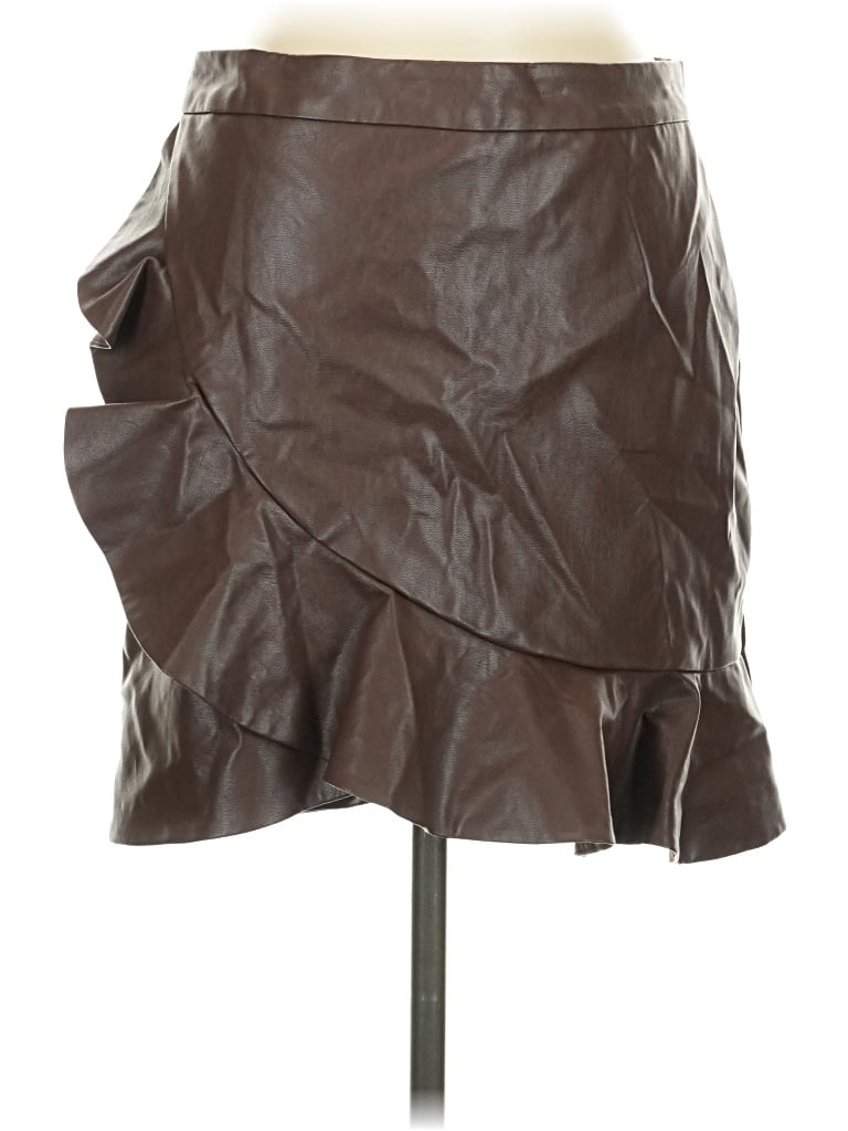 Pre-owned Majorelle Faux Leather Skirt In Brown