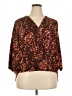 prologue 100% Polyester Animal Print Brown 3/4 Sleeve Blouse Size XXL - photo 1