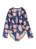 Tea Print Blue One Piece Swimsuit Size 16 - photo 1