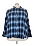 Lee 100% Cotton Plaid Blue 3/4 Sleeve Button-Down Shirt Size 3X - photo 1