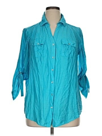 Roz & Ali 3/4 Sleeve Button-Down Shirt (view 1)