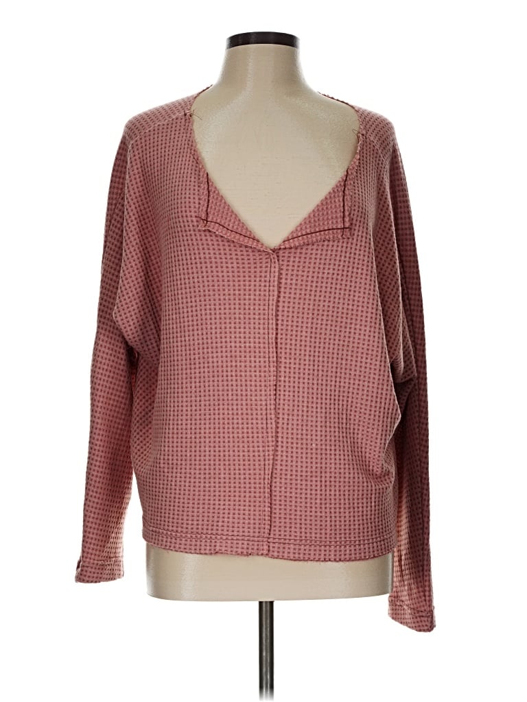Pre-owned Blu Pepper Long Sleeve Henley Shirt In Pink