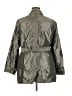 Buttons 100% Polyurethane Gray Trenchcoat Size 2X - photo 2