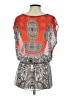 Double Zero 100% Polyester Orange Short Sleeve Blouse Size S - photo 2