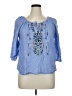 Intro 100% Cotton Blue 3/4 Sleeve Blouse Size XL Petite - photo 1