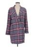 fleur du mal 100% Silk Plaid Gray Coat Size 8 - photo 1