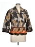 Coldwater Creek 100% Cotton Print Brown Jacket Size 12 - photo 1