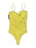 Express Solid Yellow One Piece Swimsuit Size XS - photo 2