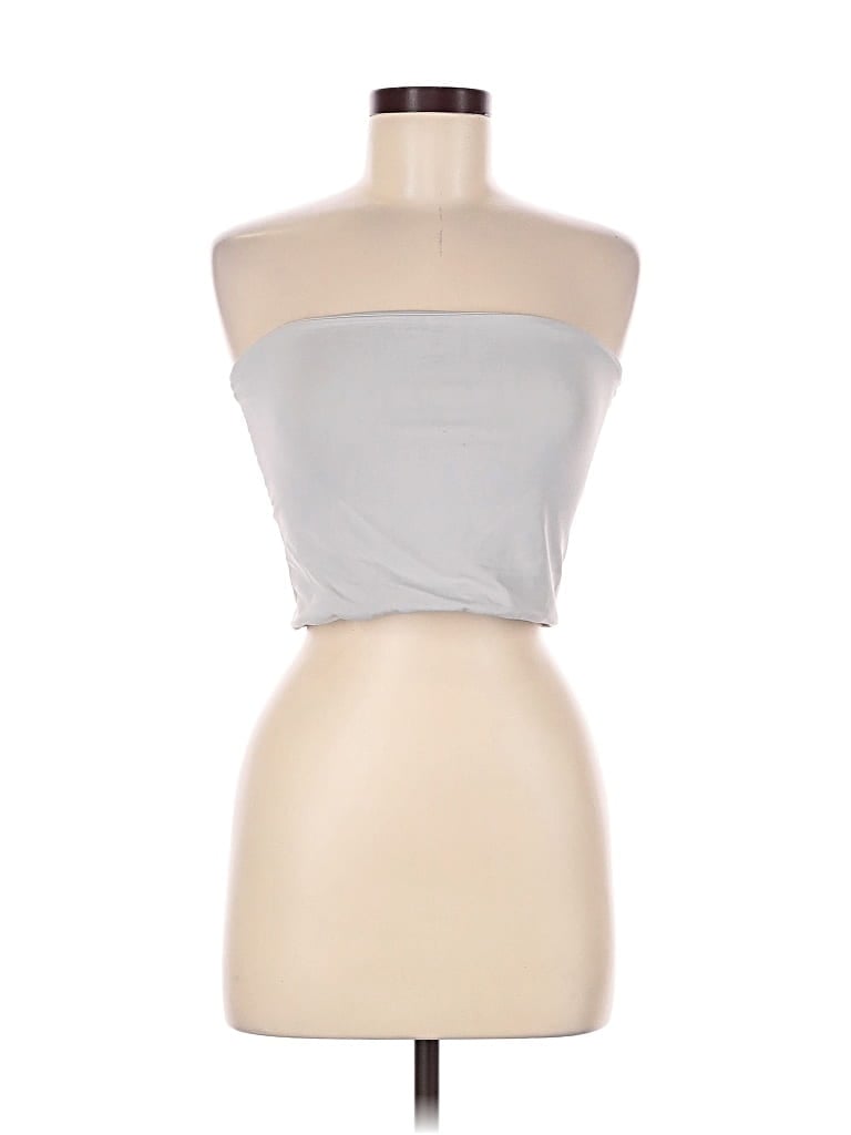 Pre-owned Forever 21 Sleeveless Top Silver Strapless Neckline Tops
