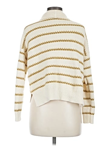 Madewell Canby Button Mockneck Sweater in Stripe (view 2)
