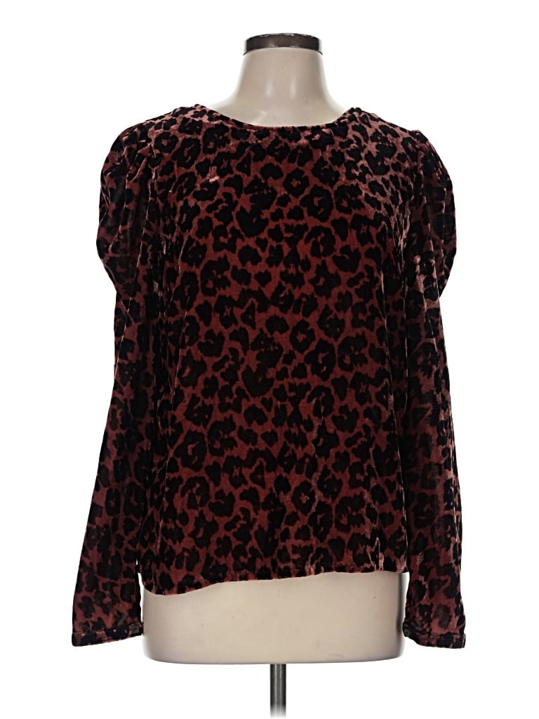 Pre-owned Left Coast By Dolan Long Sleeve Blouse In Burgundy