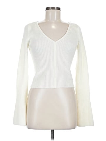 Madewell Ribbed V-Neck Sweater Top in Merino Wool (view 1)