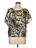 BCBGeneration Floral Black Short Sleeve Blouse Size L - photo 1