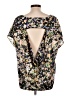 BCBGeneration Floral Black Short Sleeve Blouse Size L - photo 2