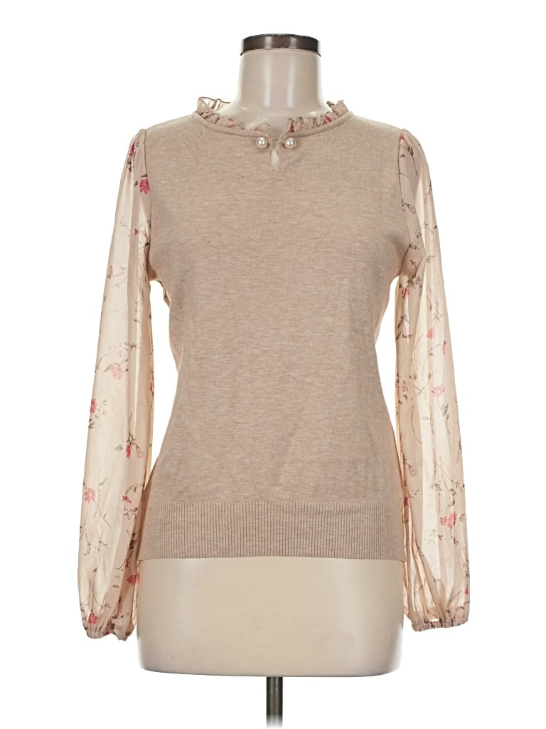 Pre-owned Sioni Long Sleeve Blouse In Tan