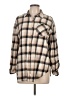 Love Notes 100% Cotton Plaid Tan Long Sleeve Button-Down Shirt Size L - photo 1