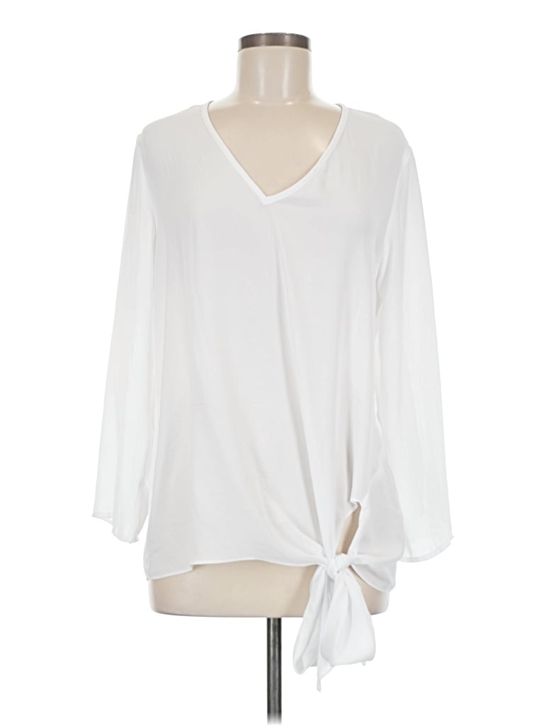 Pre-owned Karen Kane 3/4 Sleeve Blouse In White
