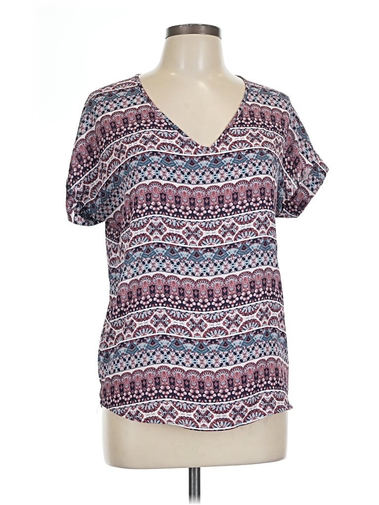 Pre-owned Pink Rose Short Sleeve Blouse In Pink