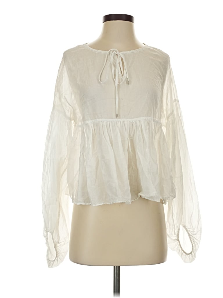 Pre-owned Eri + Ali Long Sleeve Blouse In Ivory