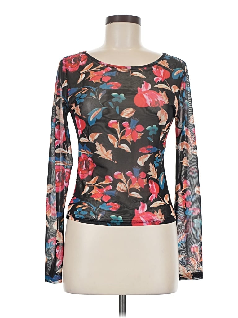 Pre-owned Shein Long Sleeve T-shirt In Black