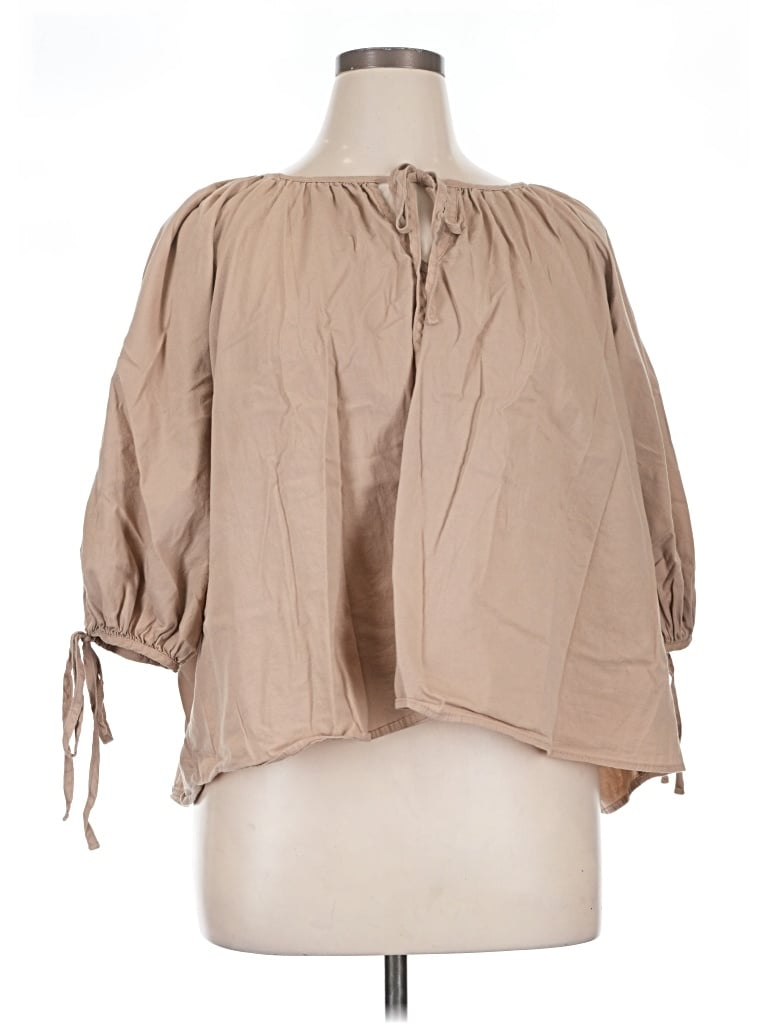 Pre-owned Renee C 3/4 Sleeve Blouse In Tan