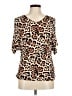 Venus Animal Print Brown Short Sleeve Blouse Size M - photo 1