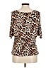 Venus Animal Print Brown Short Sleeve Blouse Size M - photo 2