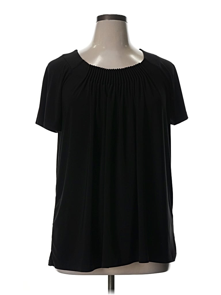 Pre-owned Daisy Fuentes Short Sleeve Blouse In Black