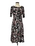 Perceptions 100% Polyester Print Brown Casual Dress Size S - photo 1
