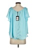 DKNY 100% Polyester Teal Short Sleeve Blouse Size XS - photo 2