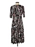Perceptions 100% Polyester Print Brown Casual Dress Size S - photo 2