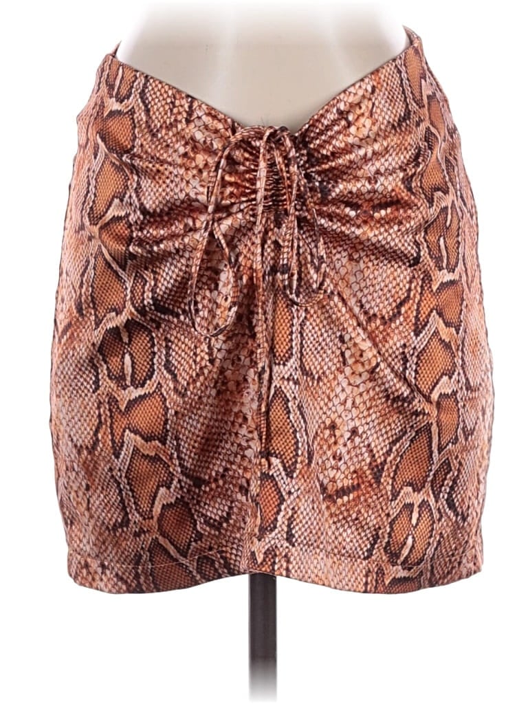 Pre-owned Tiger Mist Faux Leather Skirt In Brown
