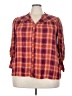 Cato Plaid Orange 3/4 Sleeve Button-Down Shirt Size 22 - photo 1