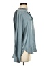 Vince. 100% Silk Metallic Teal Blue Long Sleeve Silk Top Size S - photo 4