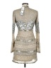 Jovani 100% Polyester Metallic Silver Cocktail Dress Size 6 - photo 2
