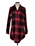 New Look Plaid Burgundy Long Sleeve Blouse Size S - photo 1